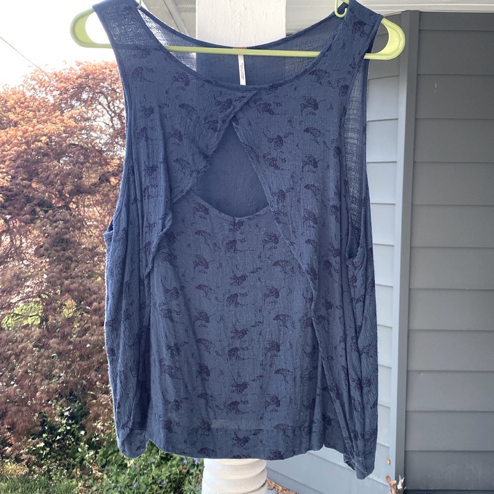 Free People floral print top, size large.